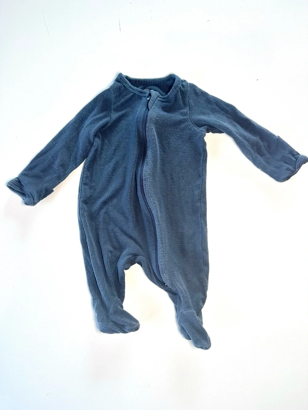 wonder nation Baby Footed One-Pieces 3 pack, Blue and White 2 Way Zipper